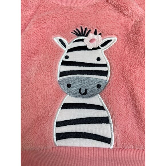 Pekkie Baby Girls Pink Zebra Fleece Sweatshirt - Size 6M - Picture 3 of 6